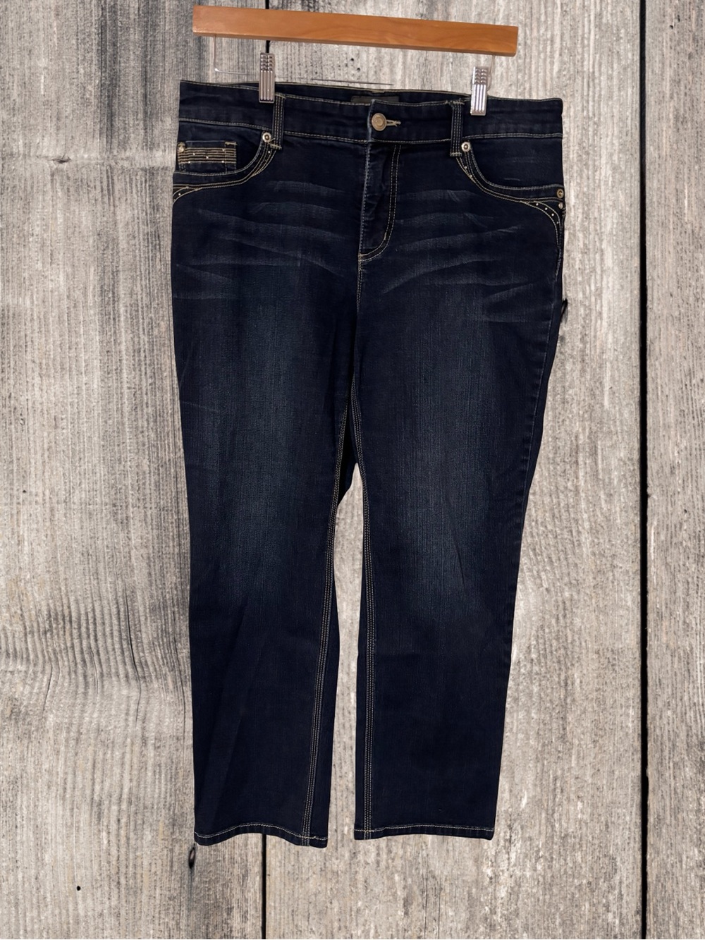 Chico's Indigo Straight Leg Jeans with Contrast Stitching